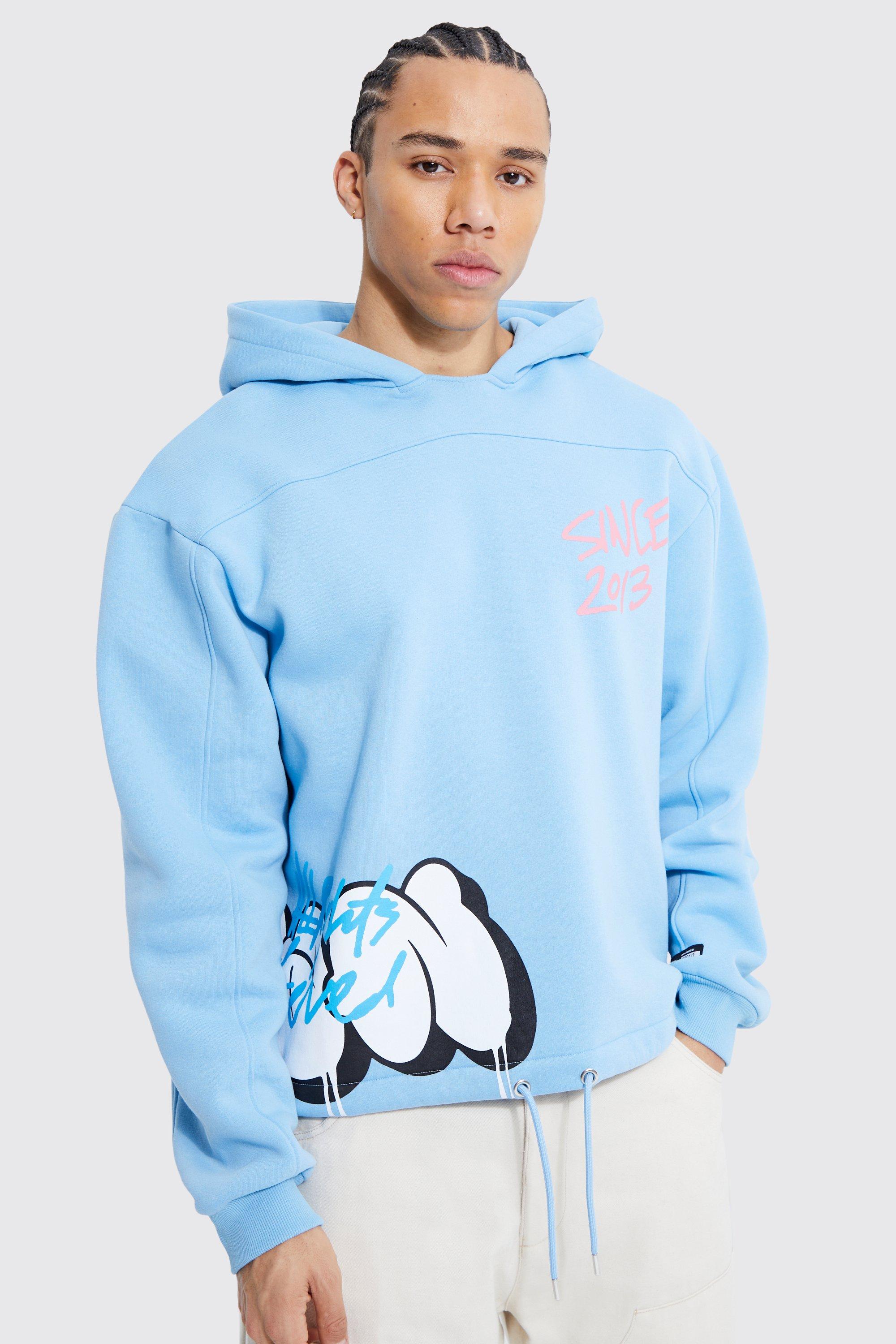 Boohooman light blue discount hoodie